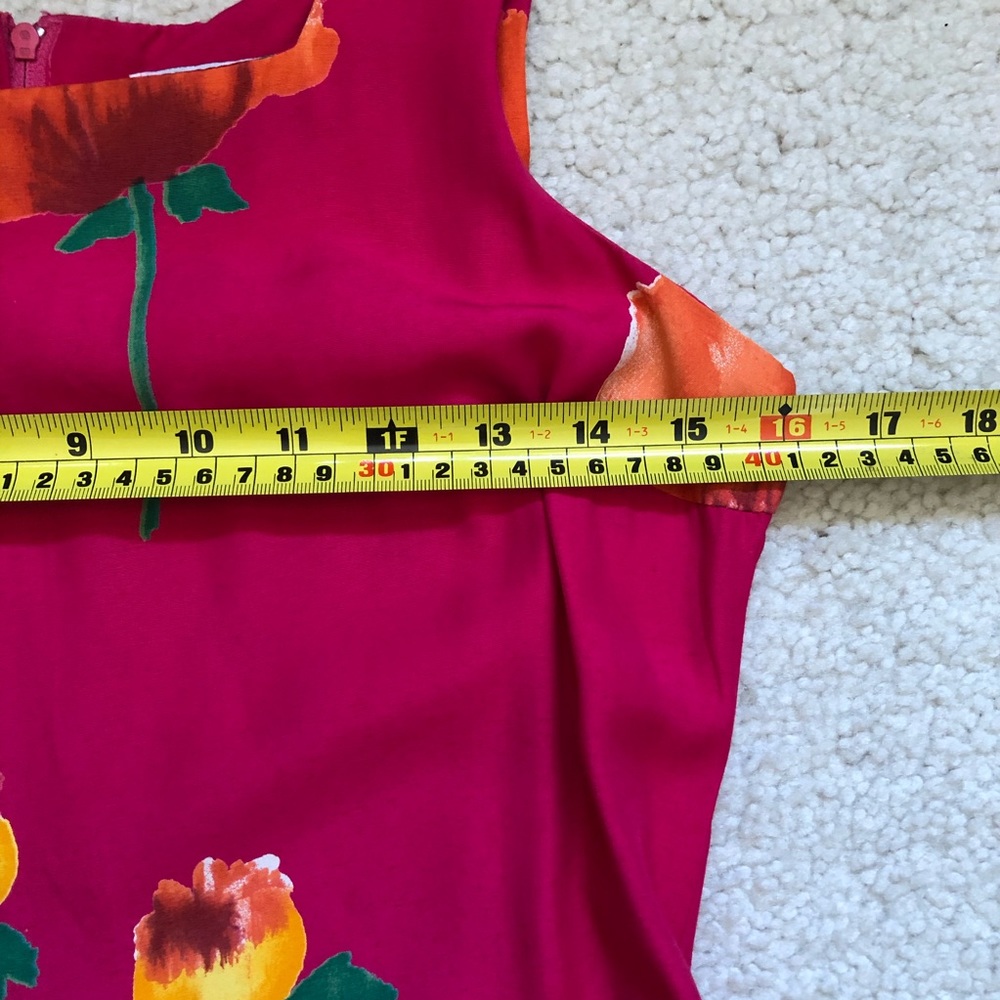 Vintage Magenta Fuchsia Pink Floral Square Neck Tank Dress - Picture 9 of 10